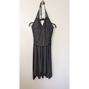 Vintage 90s Y2K My Michelle Black Halter Midi Dress M Fairy Grunge Goth Beaded